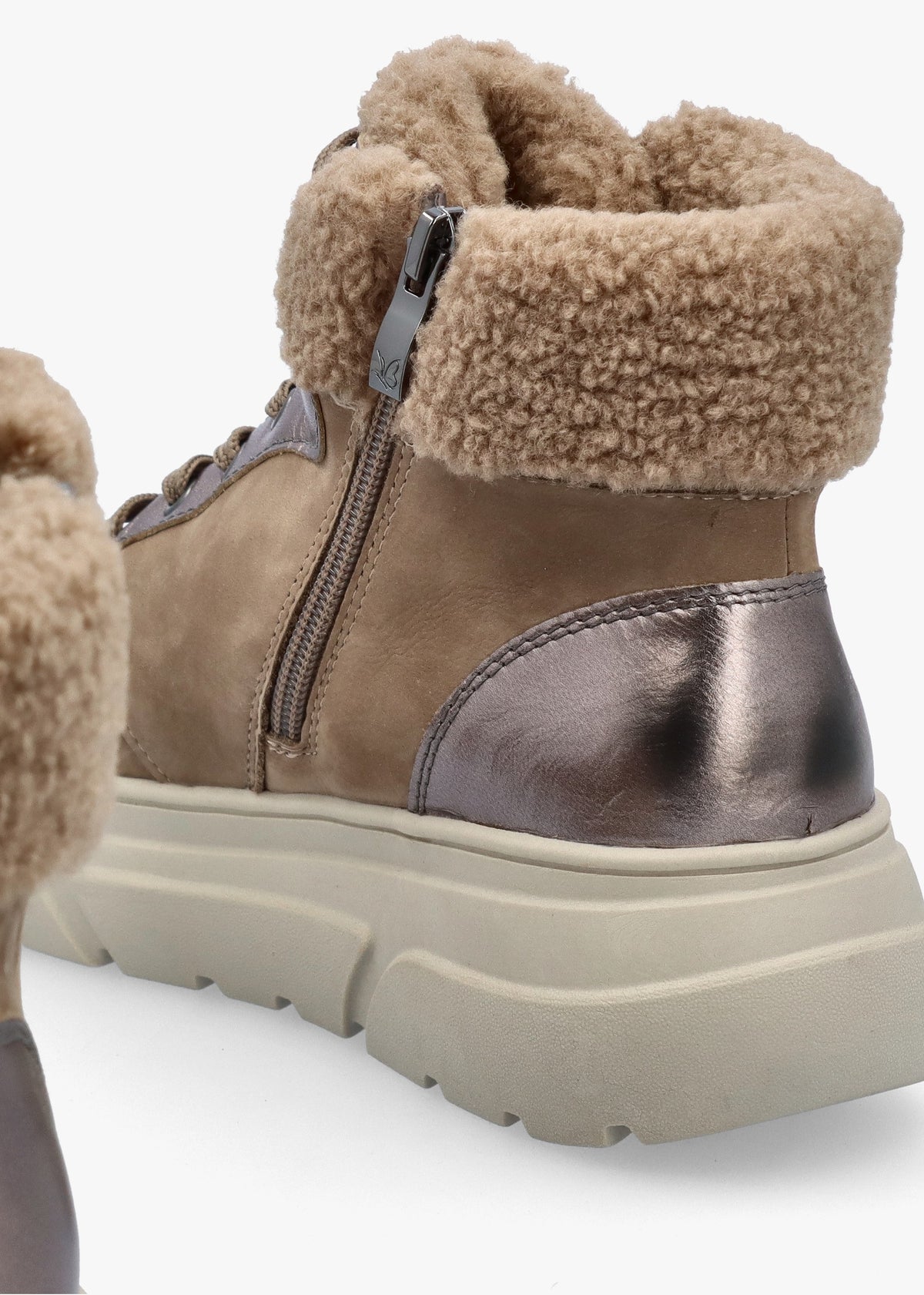 Kalia Taupe Leather High Top Trainers