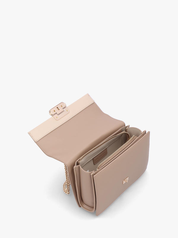 Alpheus Beige Ecru Front Flap Shoulder Bag