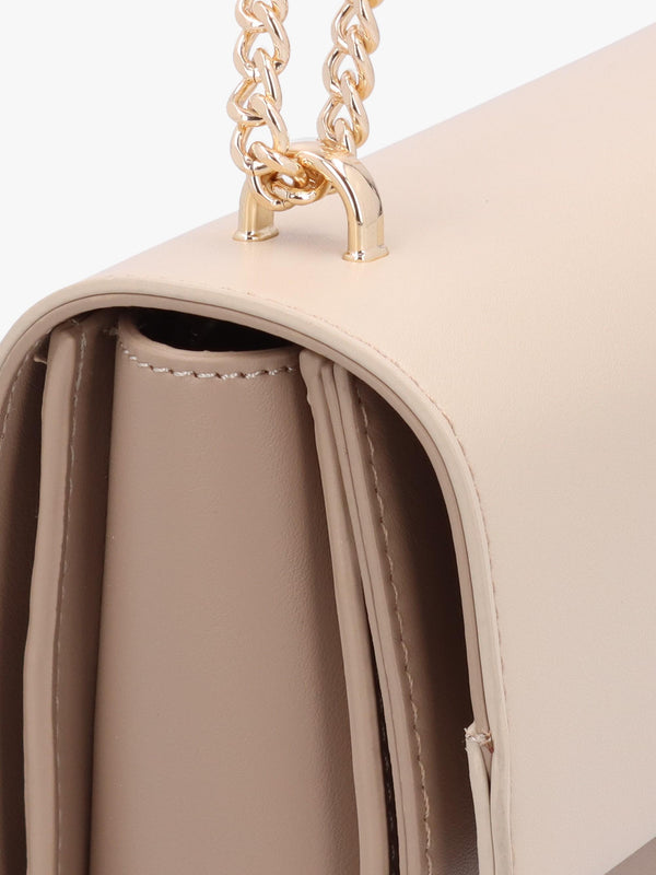 Alpheus Beige Ecru Front Flap Shoulder Bag