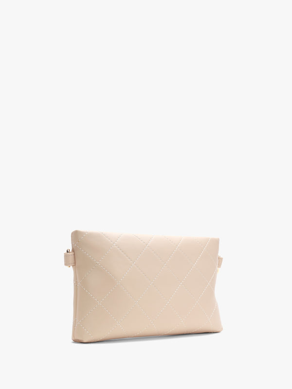 Nur Quilted Ecru Pouch Bag
