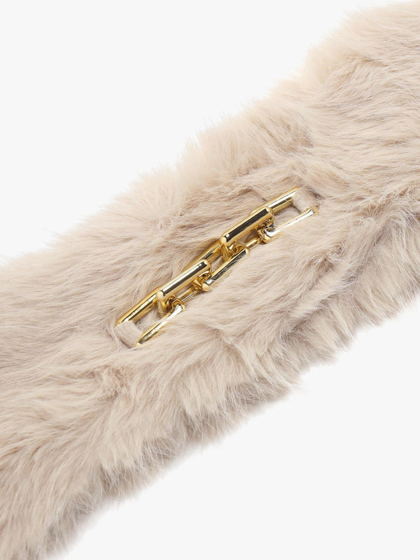 Beige Furry Pull Through Scarf