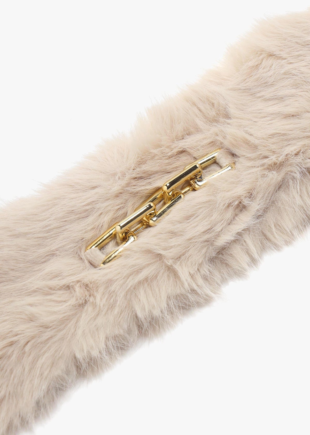 Beige Furry Pull Through Scarf