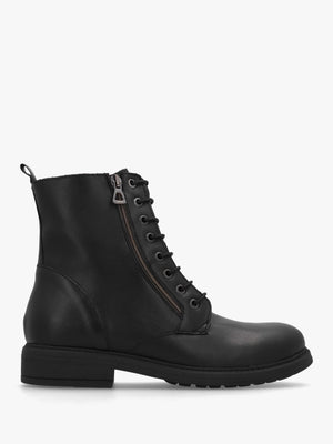Lilia Black Leather Side Zip Ankle Boots