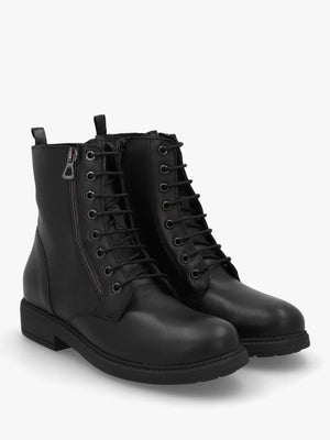 Lilia Black Leather Side Zip Ankle Boots
