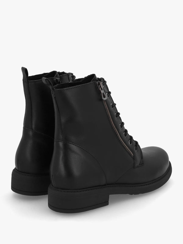 Lilia Black Leather Side Zip Ankle Boots