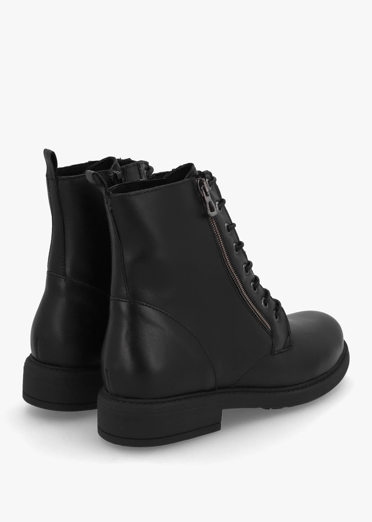 Lilia Black Leather Side Zip Ankle Boots