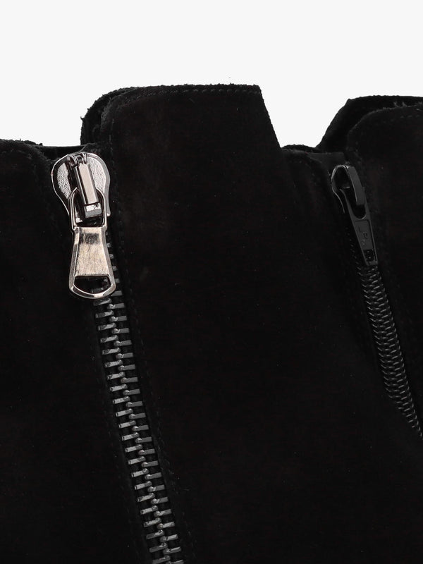 Lockette Black Suede Size Zip Chunky Ankle Boots