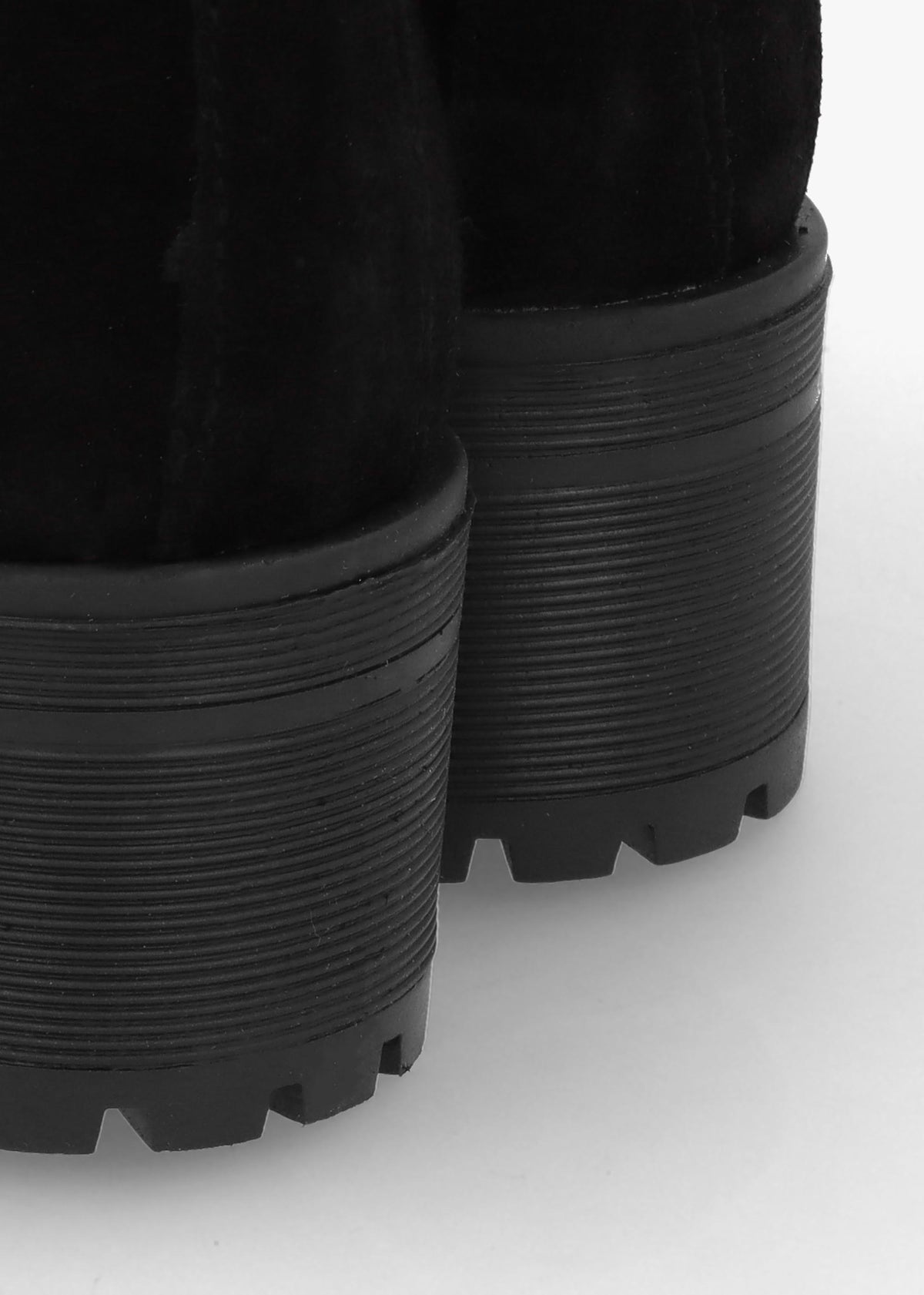 Lockette Black Suede Size Zip Chunky Ankle Boots