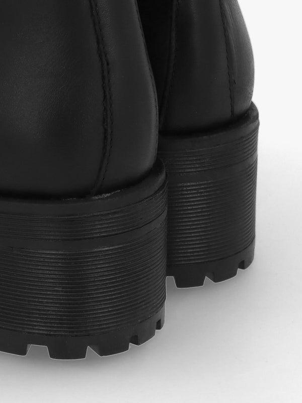 Lockette Black Leather Size Zip Chunky Ankle Boots