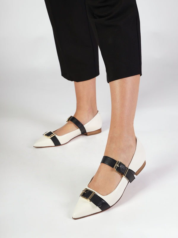 Nancy White Leather Pointed Toe Pumps