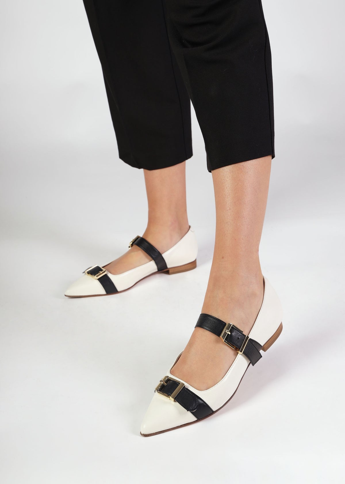 Nancy White Leather Pointed Toe Pumps