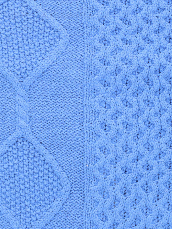 Blue Cotton Mix Roll Neck Knitted Jumper