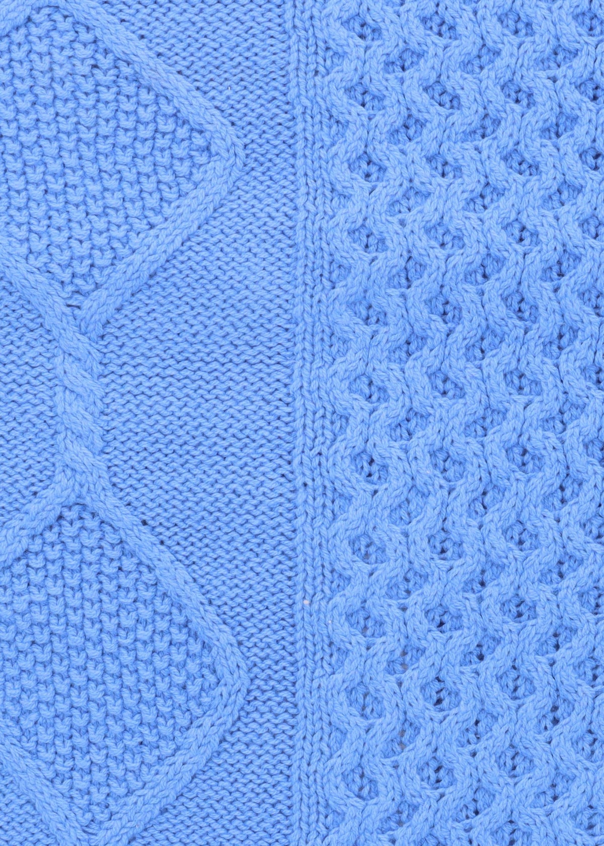 Blue Cotton Mix Roll Neck Knitted Jumper