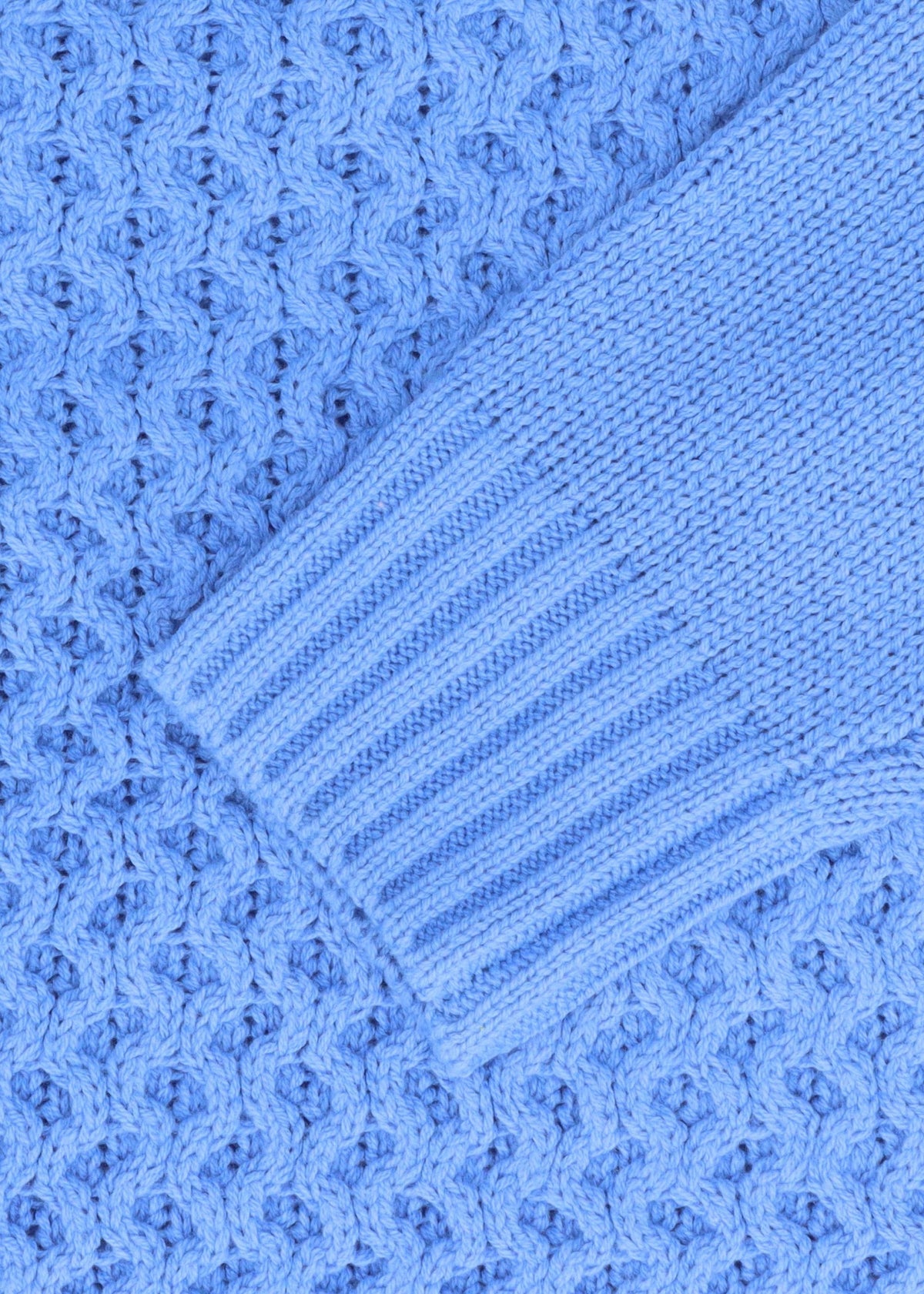 Blue Cotton Mix Roll Neck Knitted Jumper