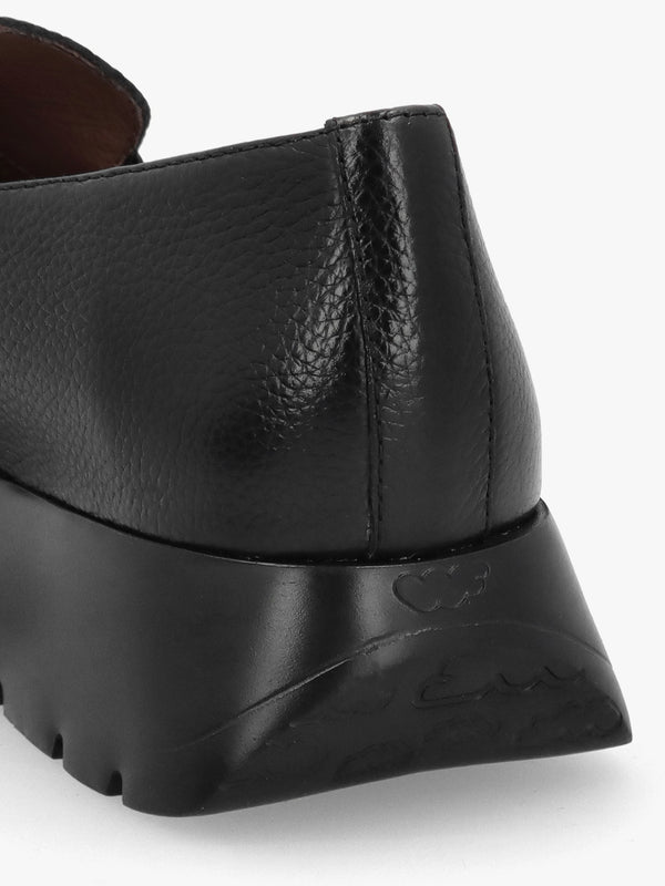 Rose Black Leather Pebbled Leather Loafers