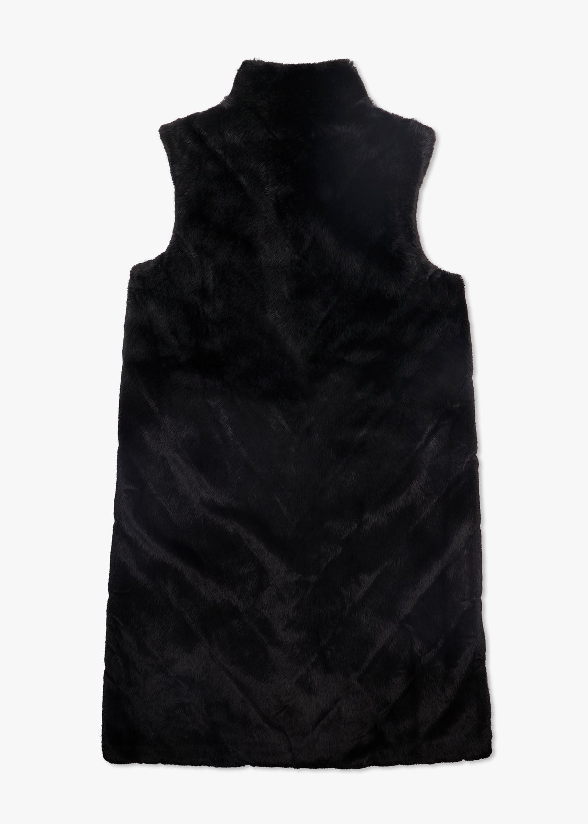 Black Faux Fur Chevron Longline Gillet