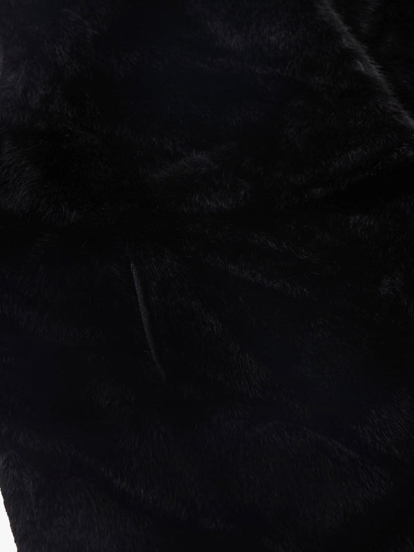Black Faux Fur Chevron Longline Gillet