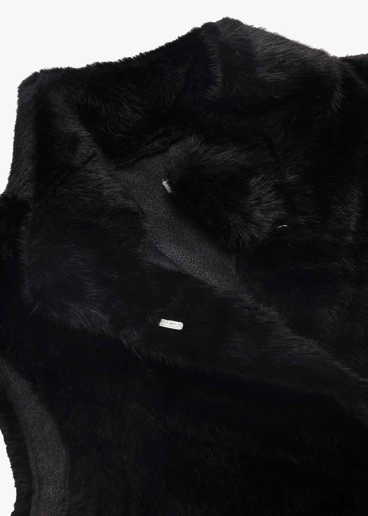 Black Faux Fur Chevron Longline Gillet