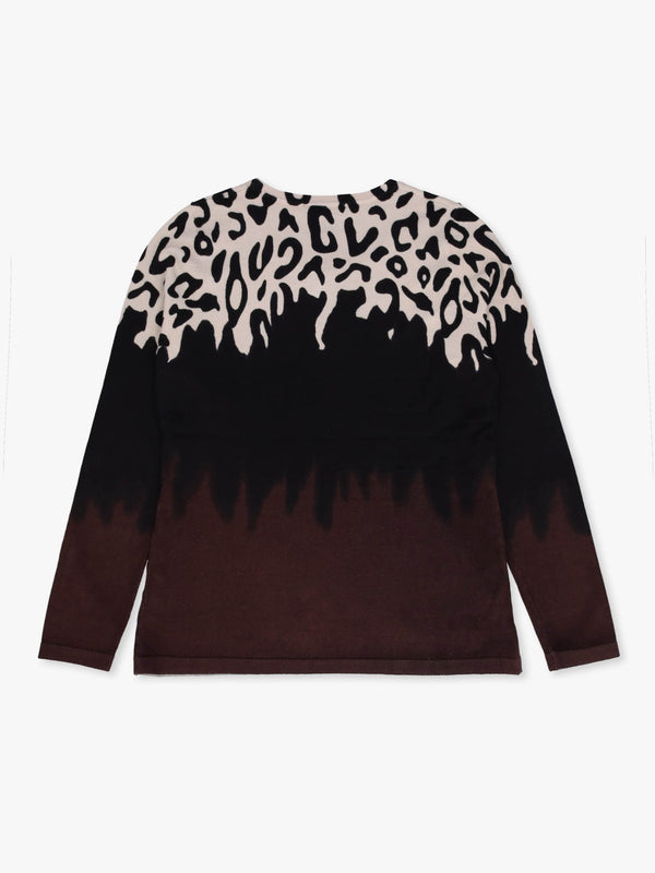 Black Animal Print Knitted Sweater