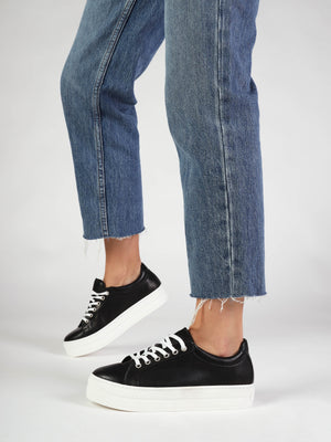 Piccadilly Circus Black Leather Flatform Trainers