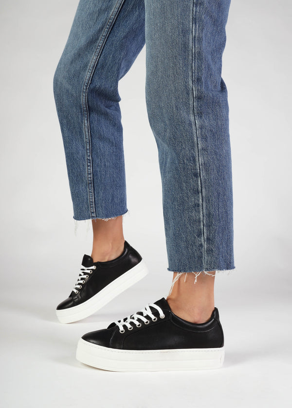 Piccadilly Circus Black Leather Flatform Trainers