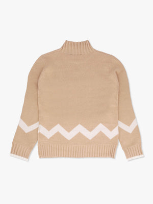 Beige Cotton Mix Roll Neck Knitted Jumper
