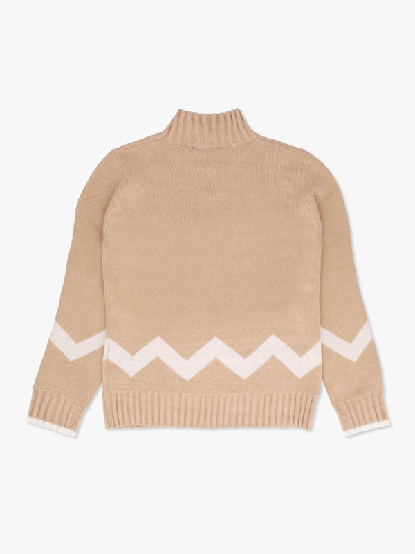 Beige Cotton Mix Roll Neck Knitted Jumper