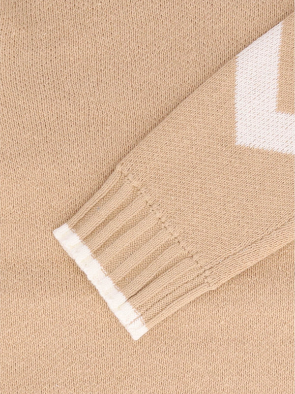 Beige Cotton Mix Roll Neck Knitted Jumper