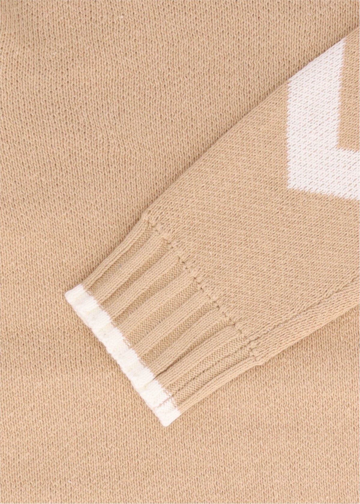 Beige Cotton Mix Roll Neck Knitted Jumper