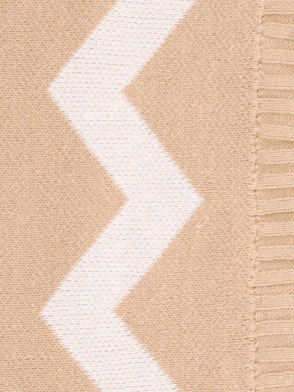Beige Cotton Mix Roll Neck Knitted Jumper