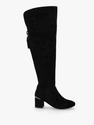 Retta Black Suede Block Heel Over The Knee Boots
