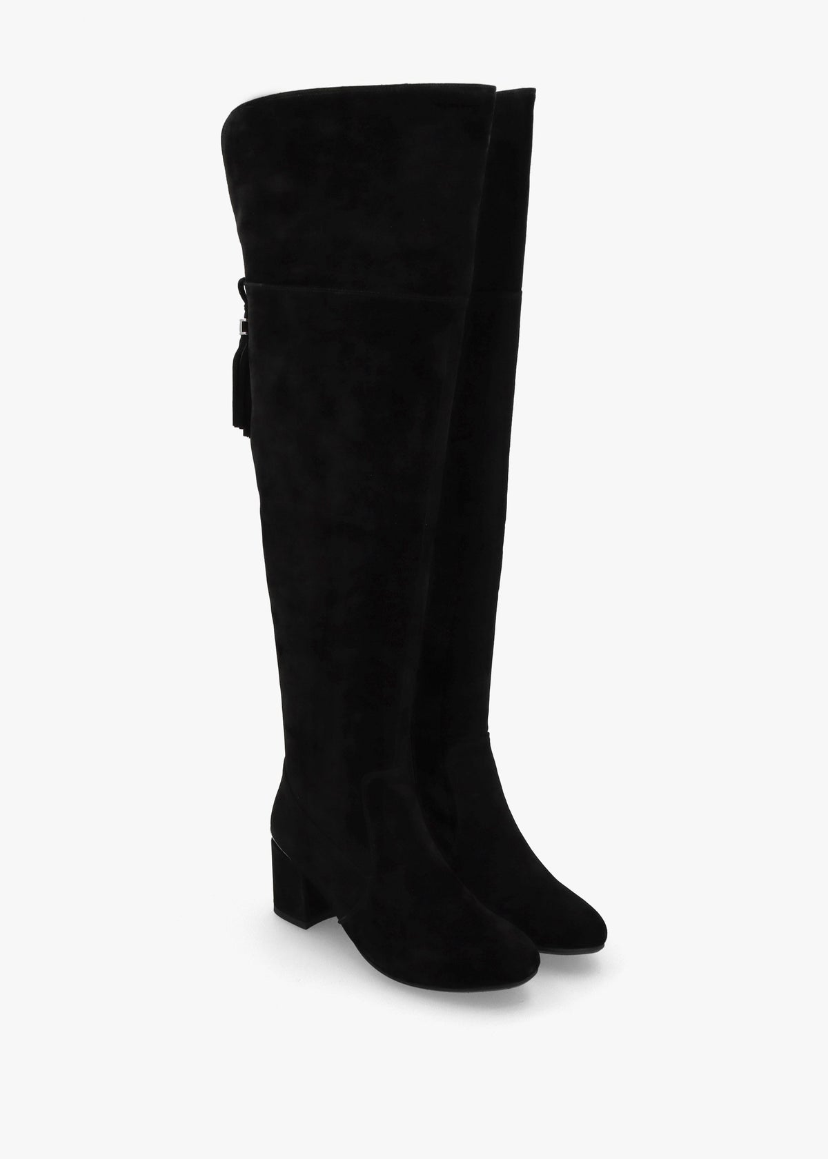 Retta Black Suede Block Heel Over The Knee Boots