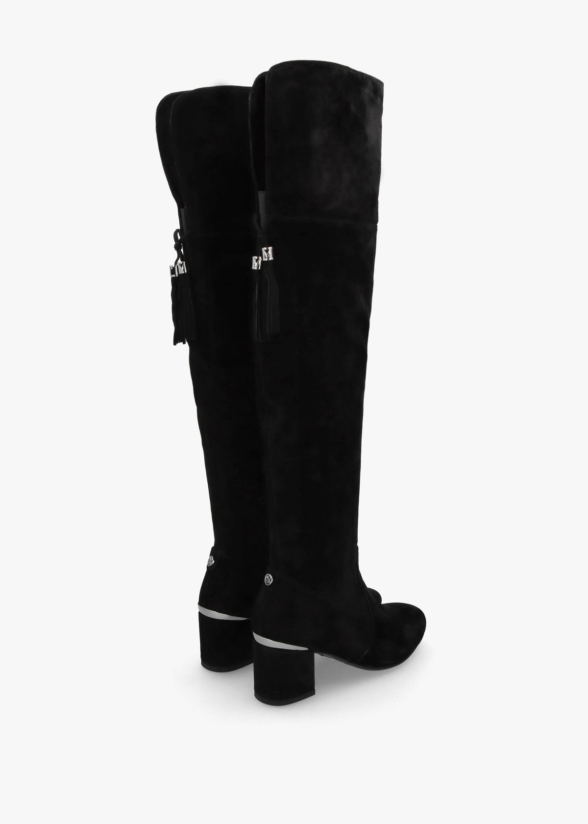 Retta Black Suede Block Heel Over The Knee Boots