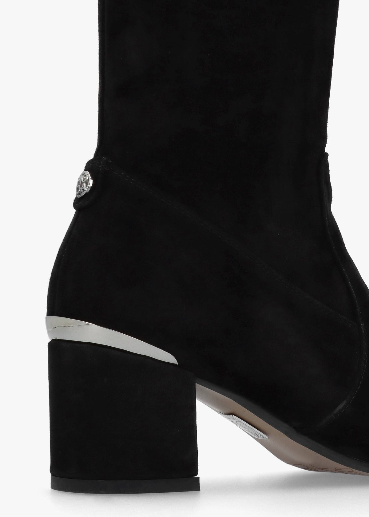 Retta Black Suede Block Heel Over The Knee Boots