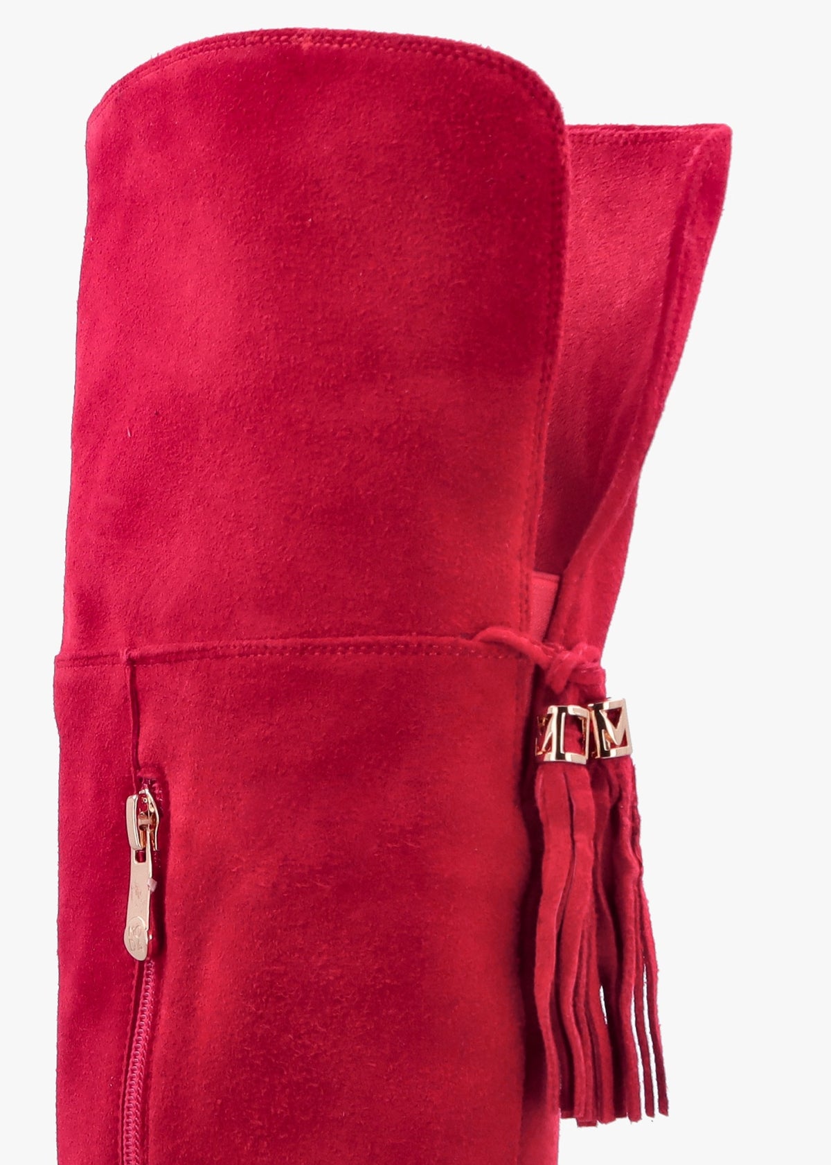 Retta Red Suede Block Heel Over The Knee Boots