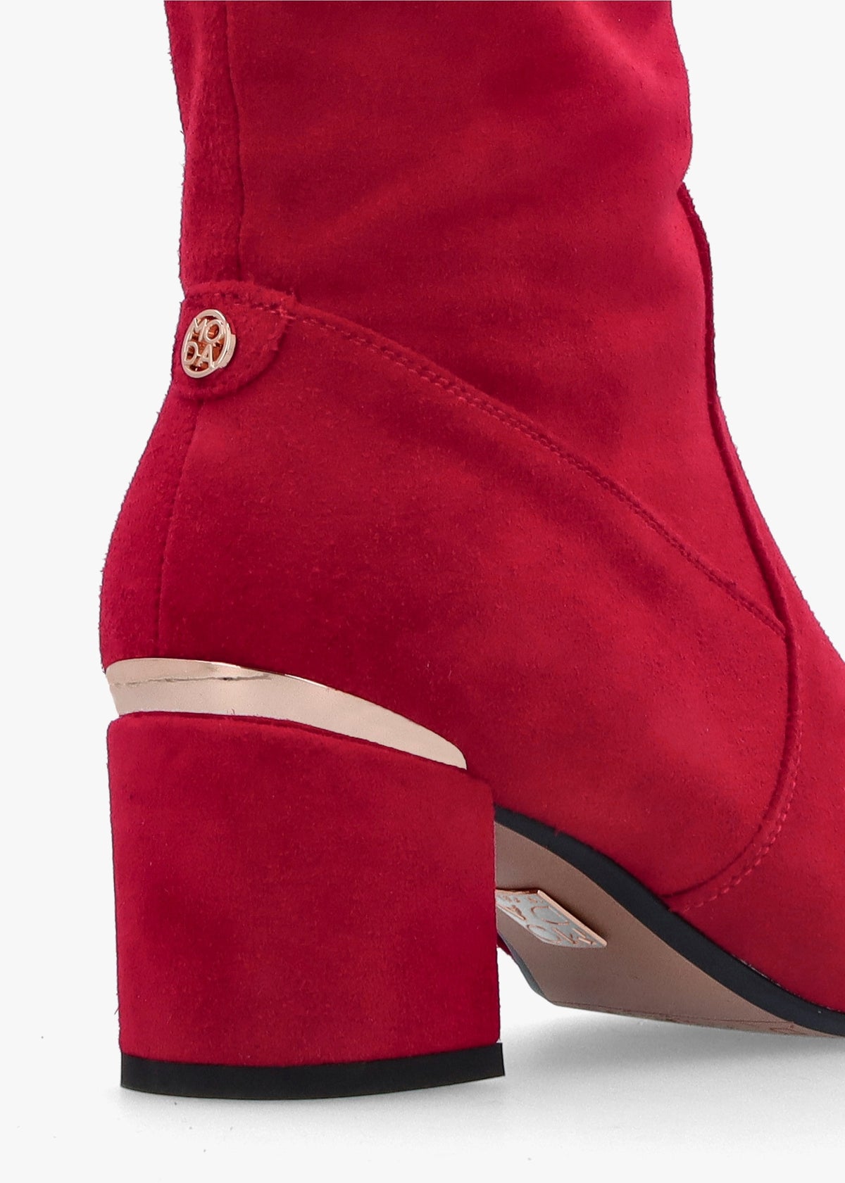 Retta Red Suede Block Heel Over The Knee Boots