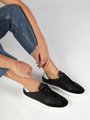 Thamby Black Leather Low Profile Trainers