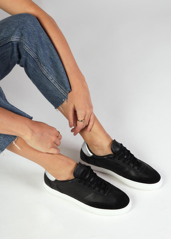 Thamby Black Leather Low Profile Trainers