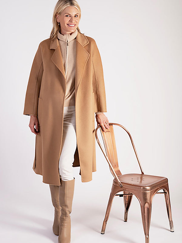Camel Wool Cashmere Longline Coat