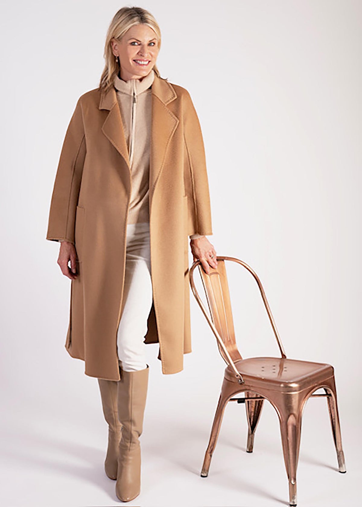 Camel Wool Cashmere Longline Coat