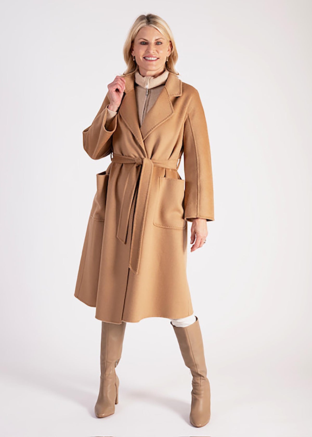 Camel Wool Cashmere Longline Coat