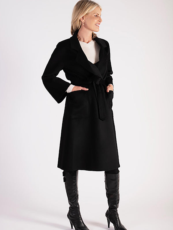 Black Wool Cashmere Longline Coat
