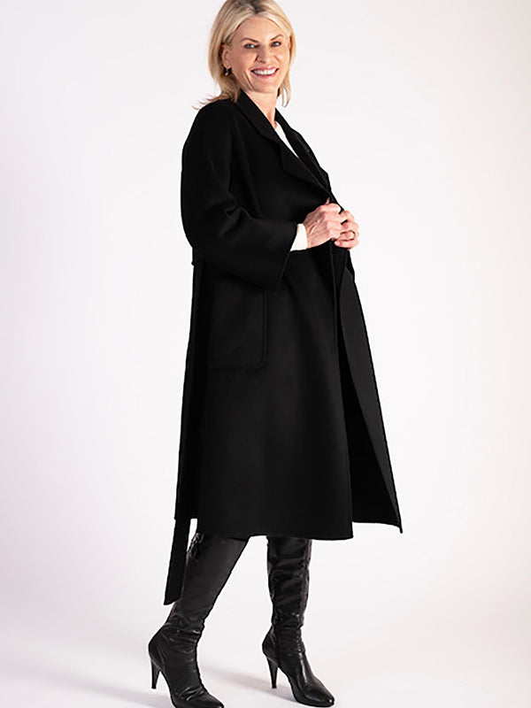 Black Wool Cashmere Longline Coat