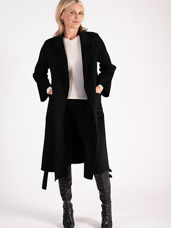 Black Wool Cashmere Longline Coat