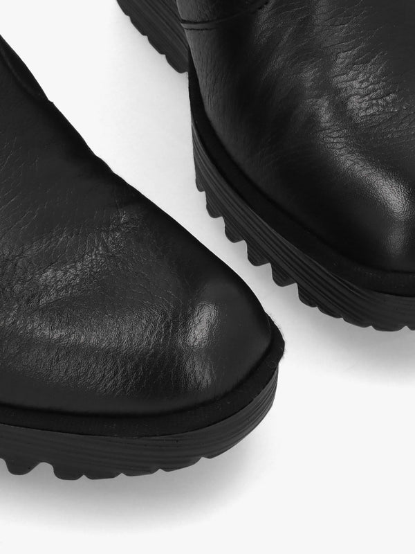 Dally Black Full Grain Leather High Wedge Ankle Boots