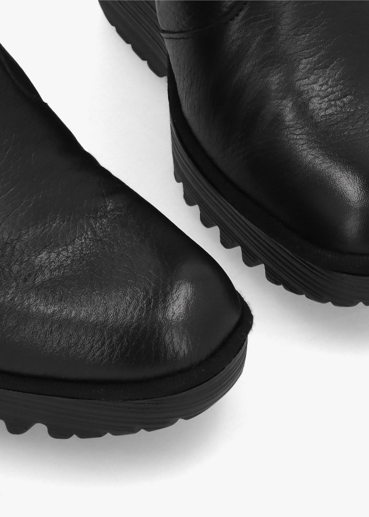 Dally Black Full Grain Leather High Wedge Ankle Boots