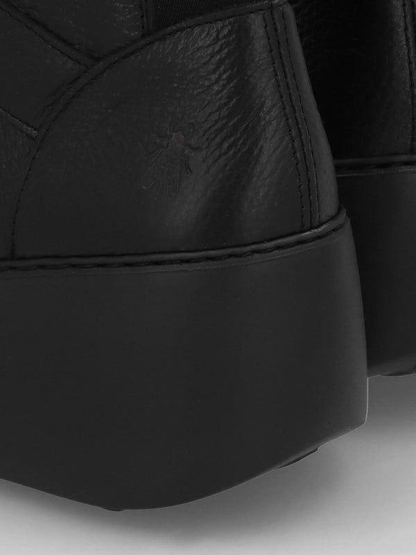 Dova Black Full Grain Leather Wedge Knee Boots