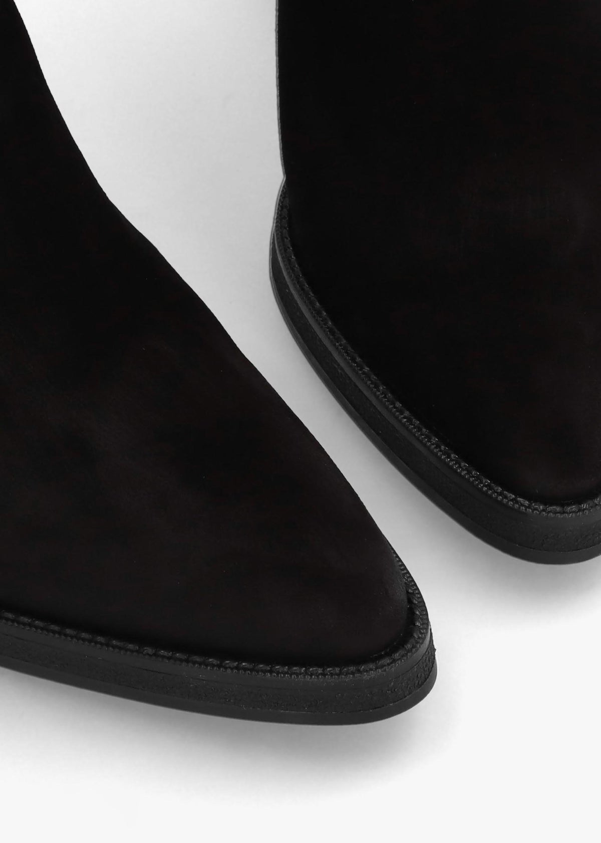 Astrid Black Suede Rouched Block Heel Knee Boots