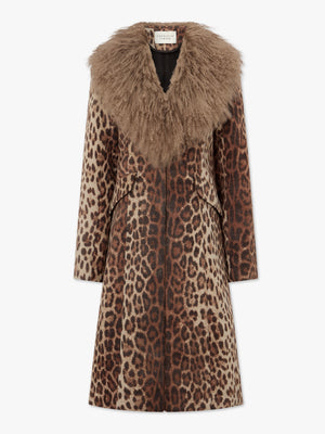 Naomi Leopard Print Caramel Longline Coat