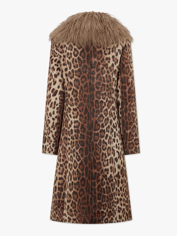 Naomi Leopard Print Caramel Longline Coat